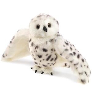 Folkmanis Snowy Owl Hand Puppet Plush White Wings Head Turns NWOT High Quality